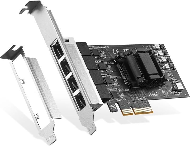 Binardat 4 Ports 2.5G PCIe Network Card, RTL8125B LAN Controller, 2500/1000/100Mbps RJ45 Ethernet NIC Adapter, Support PXE for Windows/Linux - Image 1